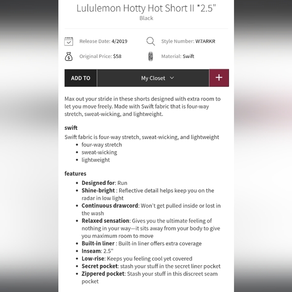 Lululemon Black Hotty Hot II Shorts 2.5" Inseam Size 6 - Picture 8 of 8